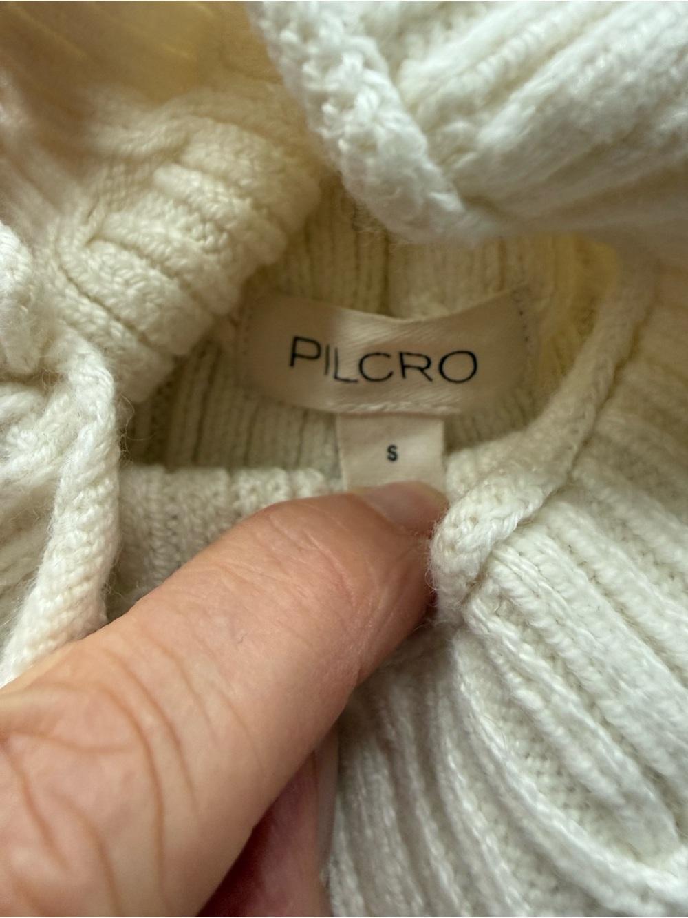Pilcro Cream Cable Turtleneck Swing Sweater - Picture 4 of 6